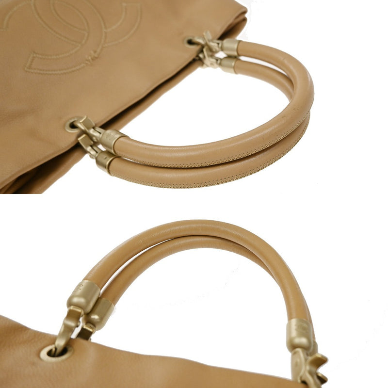 Chanel Vintage Handle Cc Caviar Beige Leather Bag