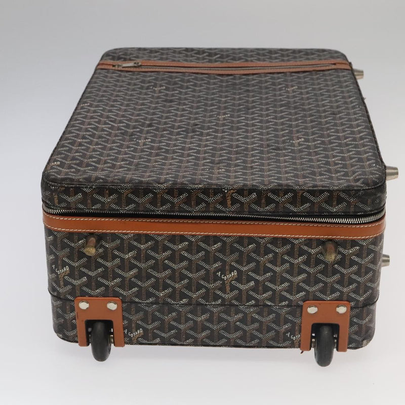 Goyard Bourget Trolley Rolling Luggage Coated Canvas Brown Pvc Bag