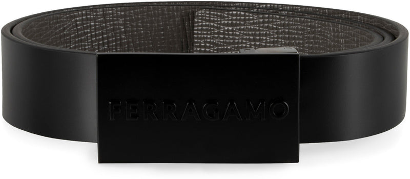 Ferragamo Reversible Leather Belt — Black Calf