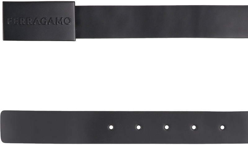 Ferragamo Reversible Leather Belt — Black Calf