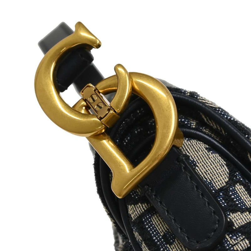 Christian Dior Saddle Oblique Canvas Navy Bag