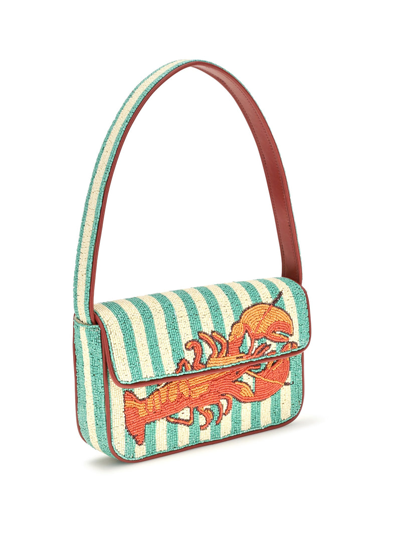 Staud Tommy Shoulder Bag — Green Rayon
