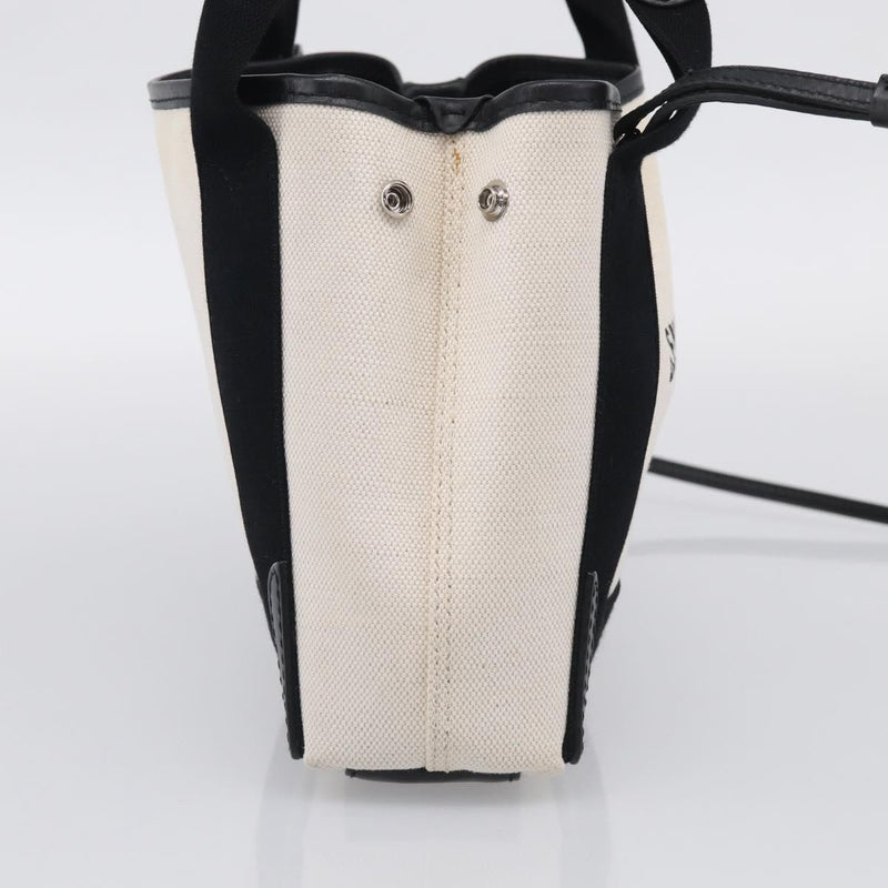 Balenciaga Navy Cabas Canvas With Leather White Bag