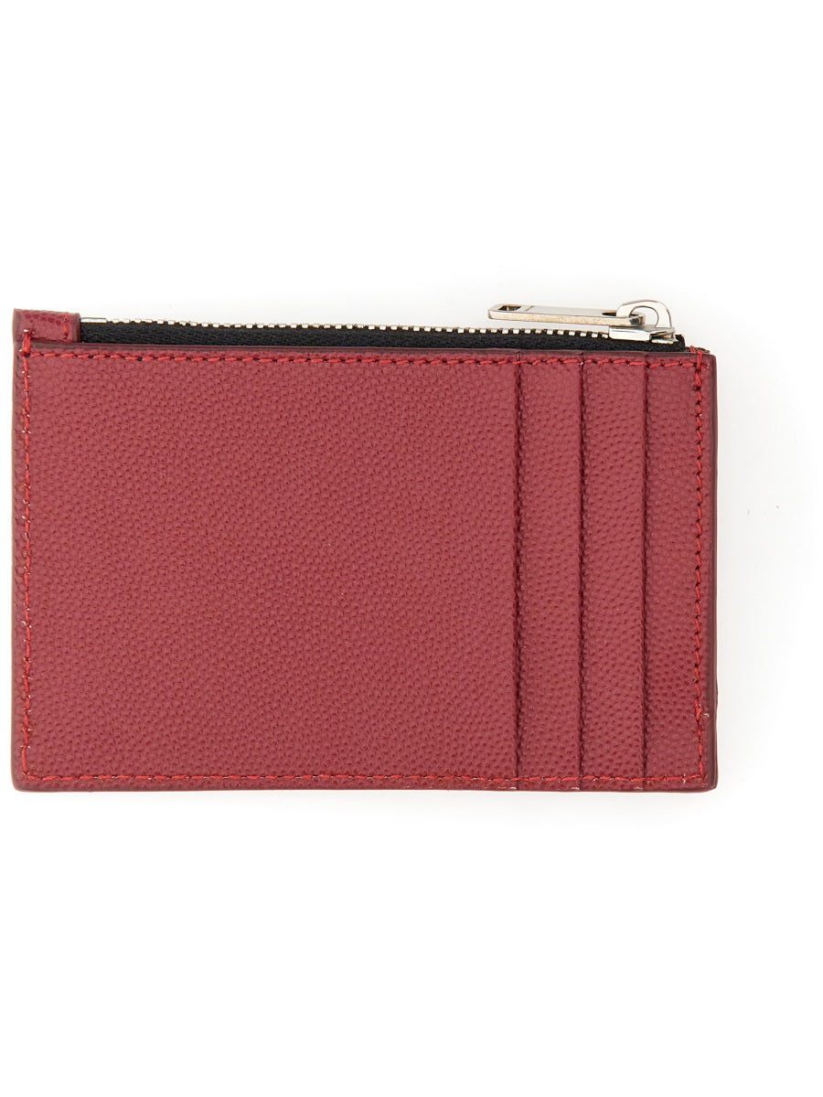 Palm Angels Caviar Leather Card Case — Bordeaux Wallets & Purses
