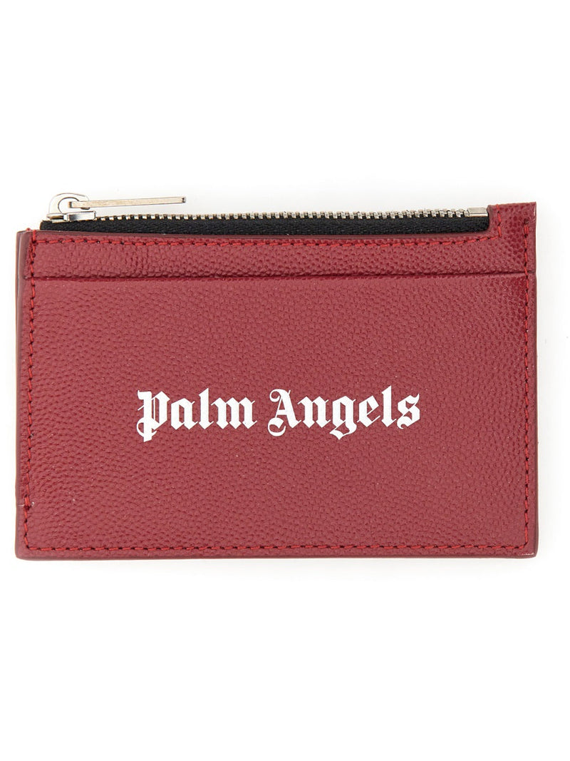 Palm Angels Caviar Leather Card Case — Bordeaux Wallets & Purses