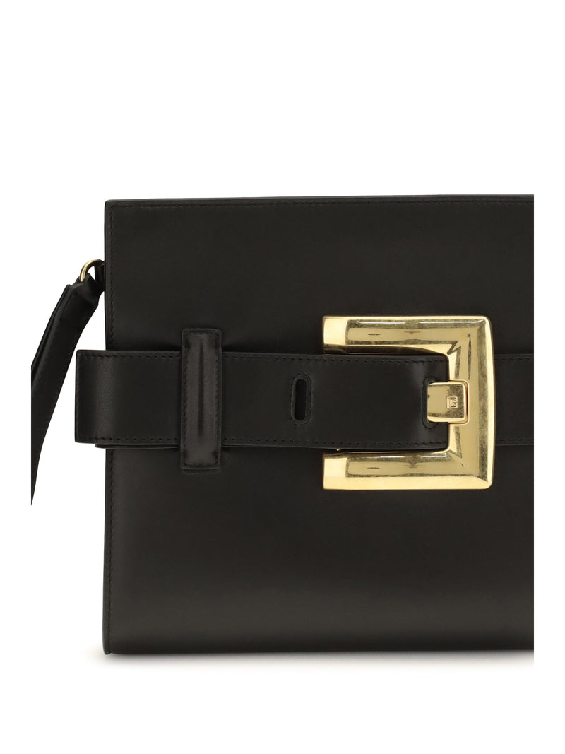 Balmain Anthem Clutch — Black Lamb Leather
