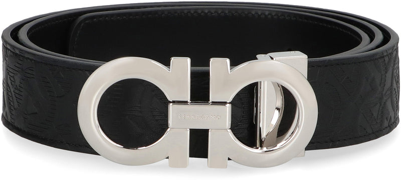 Ferragamo Gancini Belt — Black Calfskin