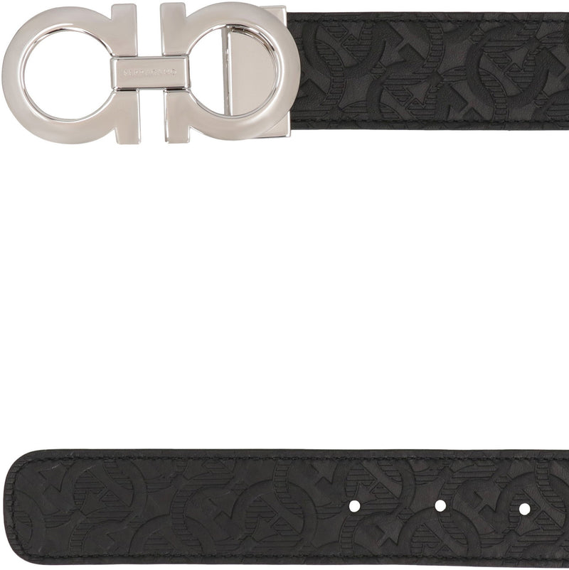 Ferragamo Gancini Belt — Black Calfskin