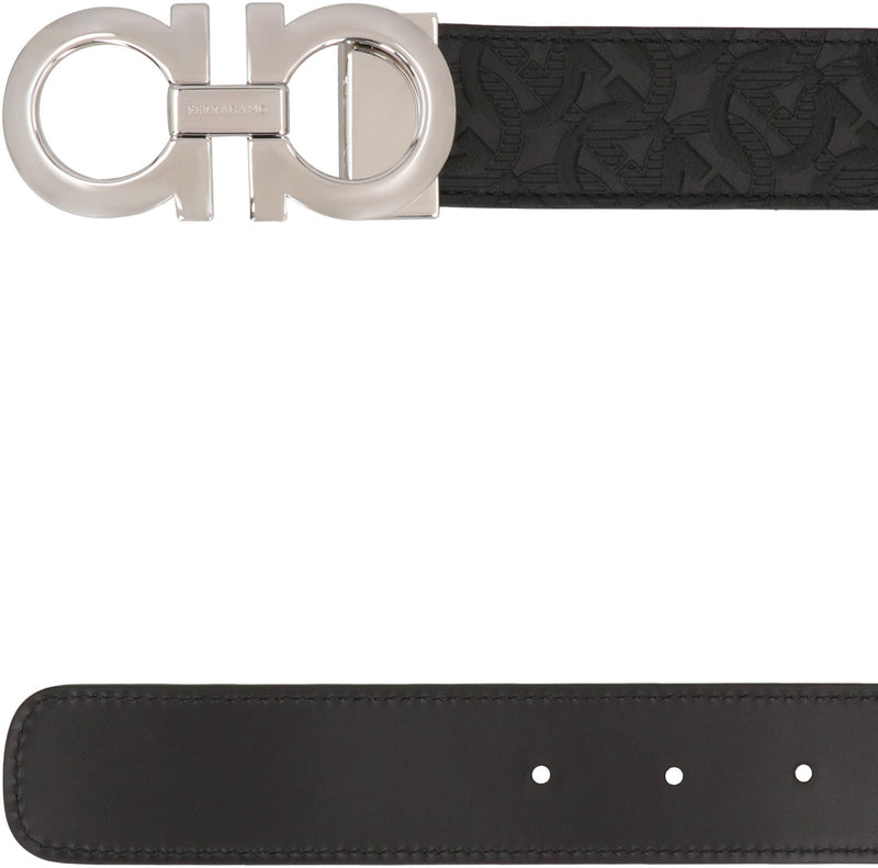 Ferragamo Gancini Belt — Black Calfskin