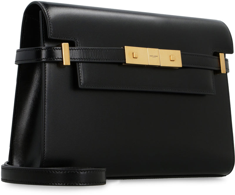 Saint Laurent Manhattan Crossbody Bag — Black Calf