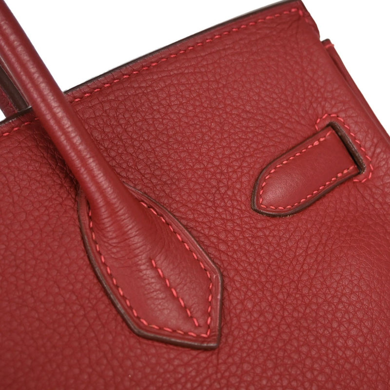 Hermes Birkin Red Togo With Palladium Hardware Leather Bag