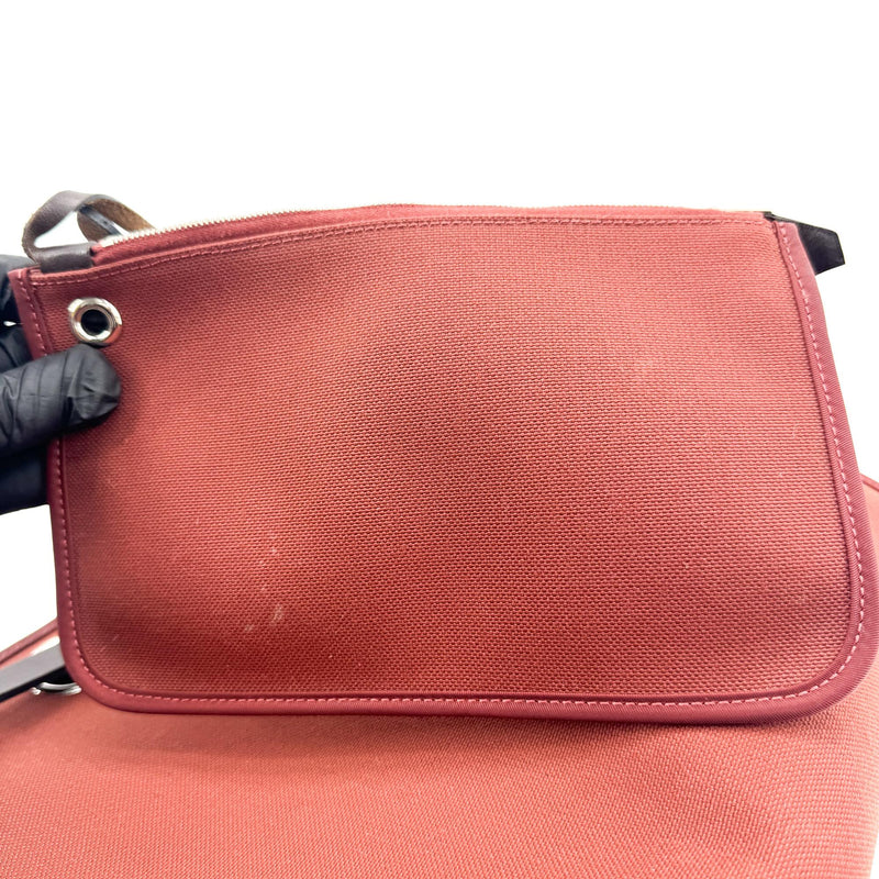 Hermes Herbag Zip Leather And Toile Brown Canvas Bag