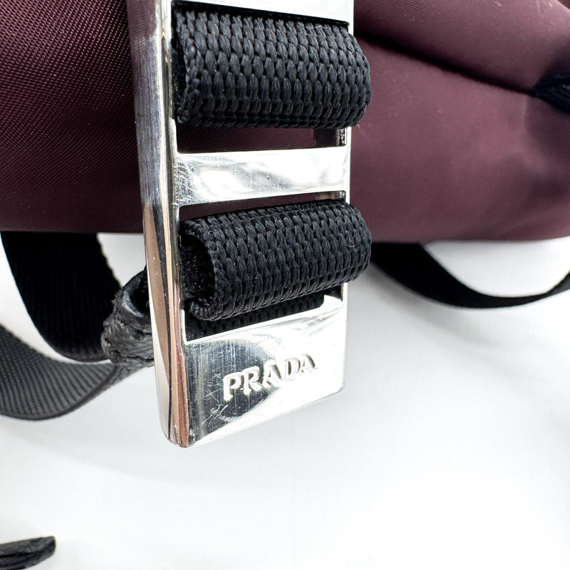 Prada Technical Zip Tessuto Burgundy Nylon Bag