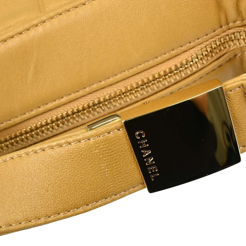 Chanel Chocolate Bar Cc Quilted Leather Beige Bag