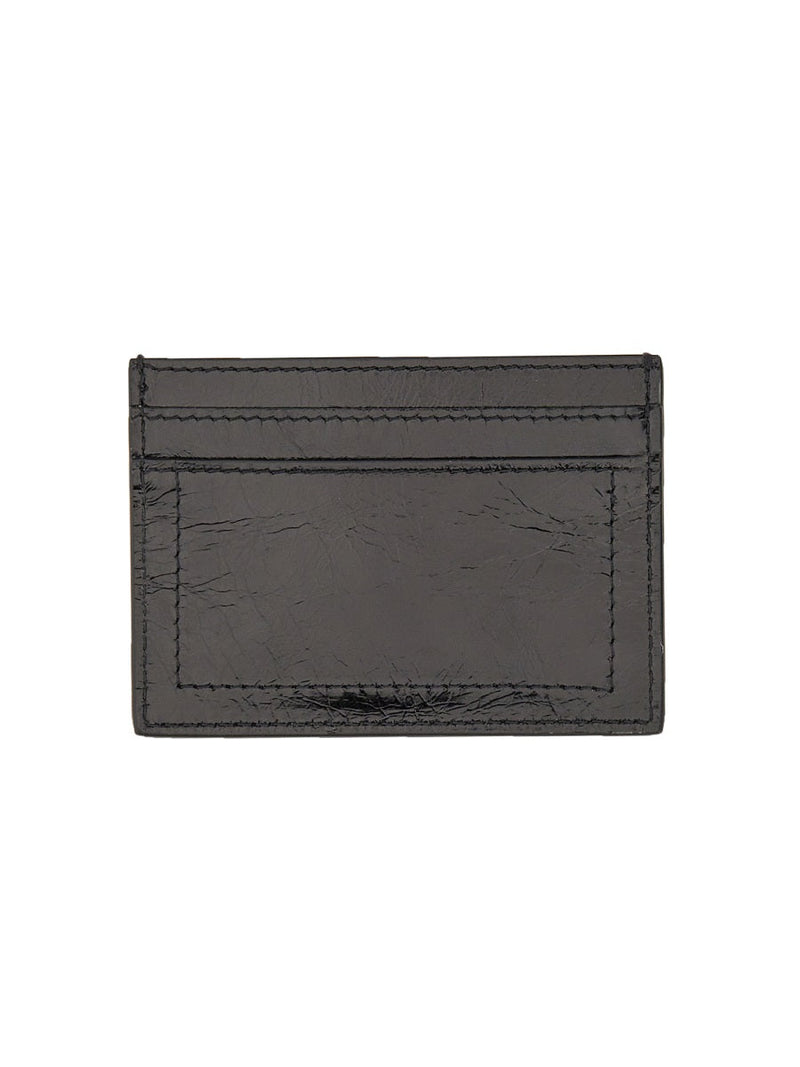 Moschino Gold-Plaque Leather Card Case — Black Cases