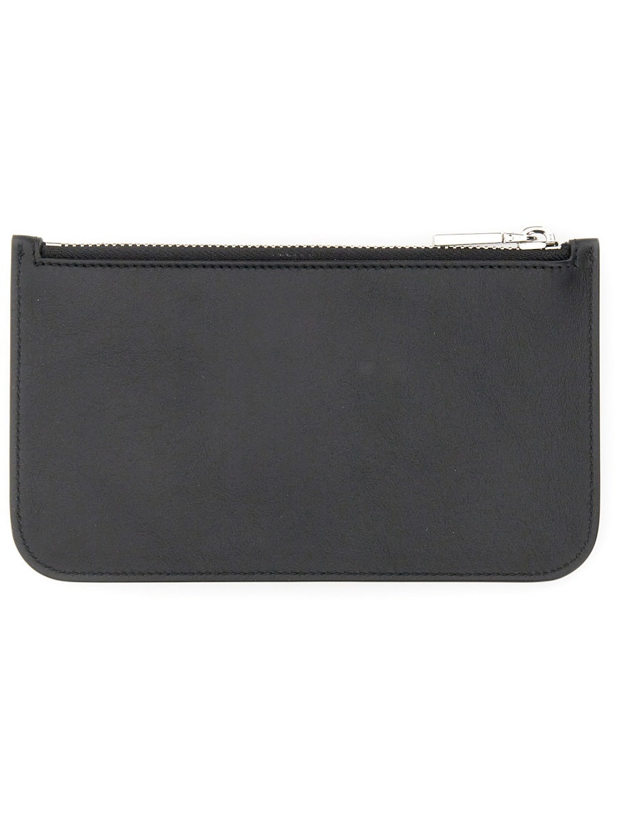 Dsquared2 Logo-Emblem Leather Clutch — Black