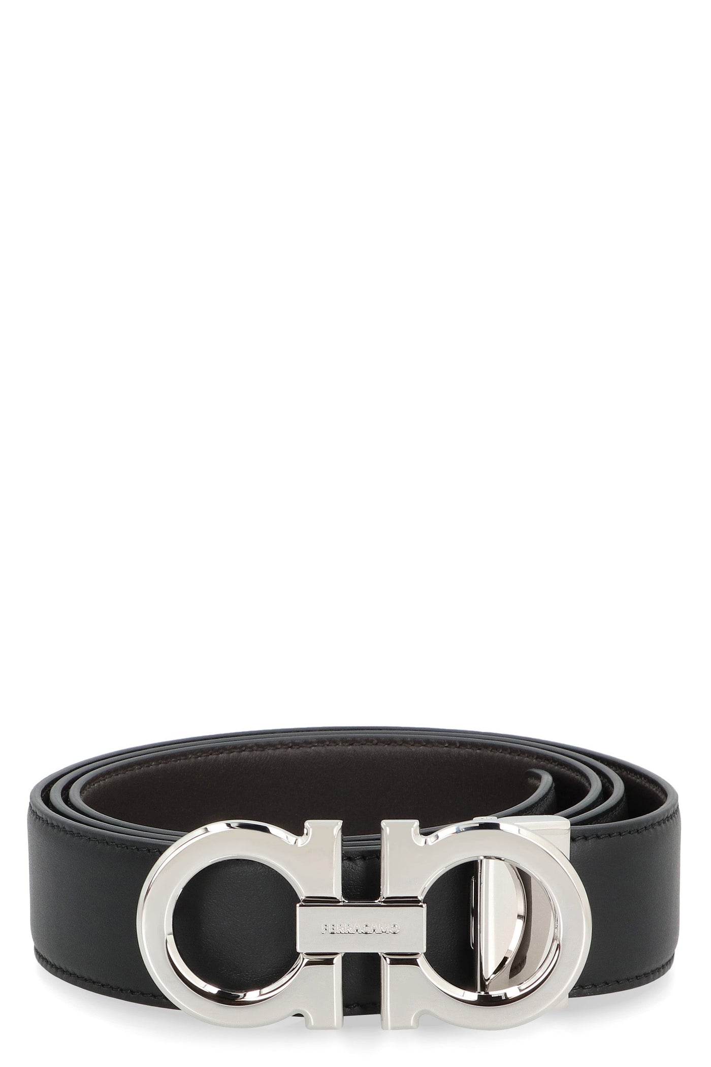 Ferragamo Gancini Belt — Black Calf Leather
