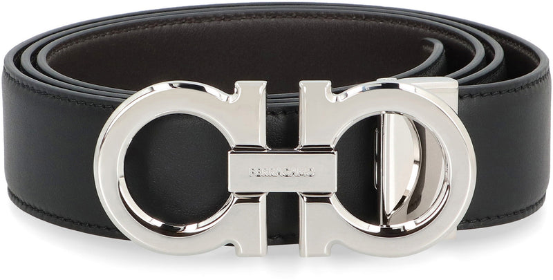 Ferragamo Gancini Belt — Black Calf Leather