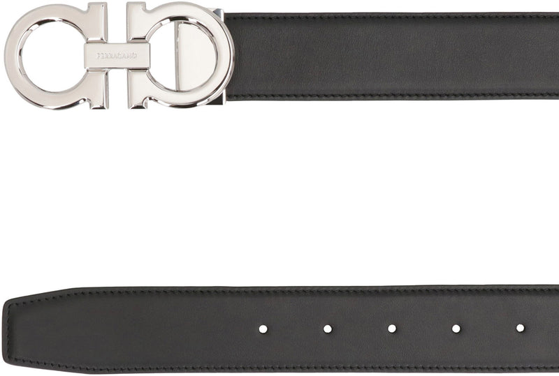 Ferragamo Gancini Belt — Black Calf Leather