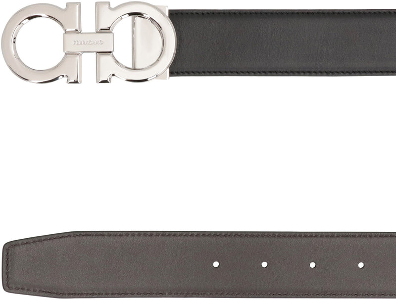 Ferragamo Gancini Belt — Black Calf Leather