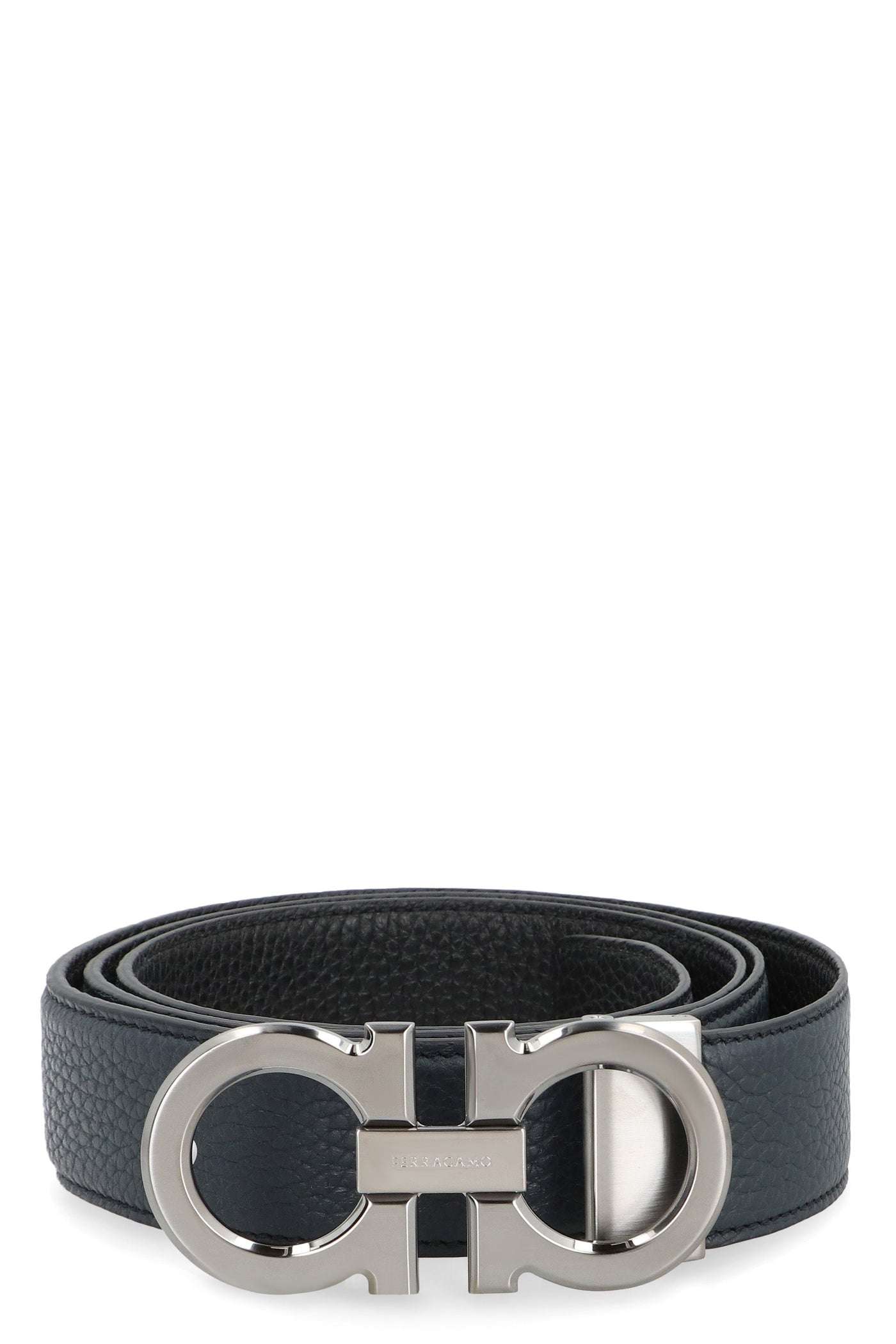 Ferragamo Gancini Belt — Black Calfskin