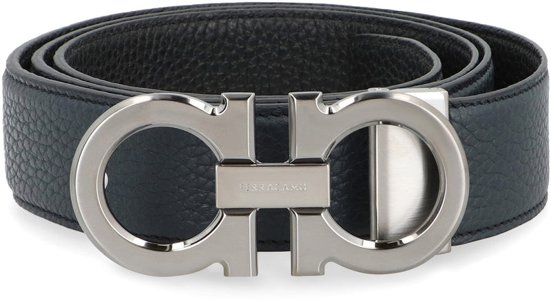 Ferragamo Gancini Belt — Black Calfskin