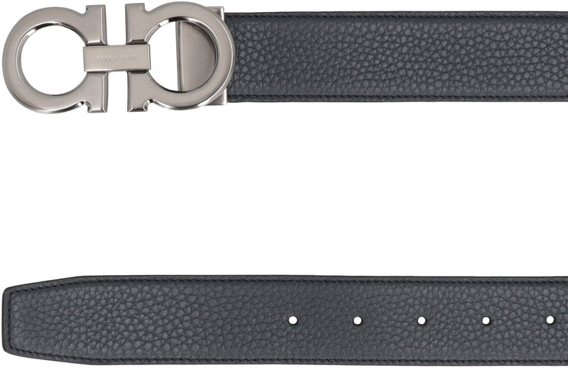 Ferragamo Gancini Belt — Black Calfskin