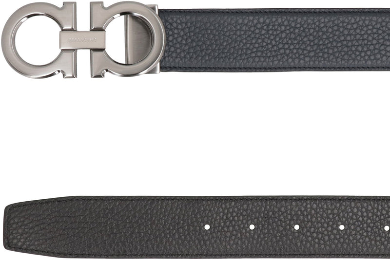 Ferragamo Gancini Belt — Black Calfskin