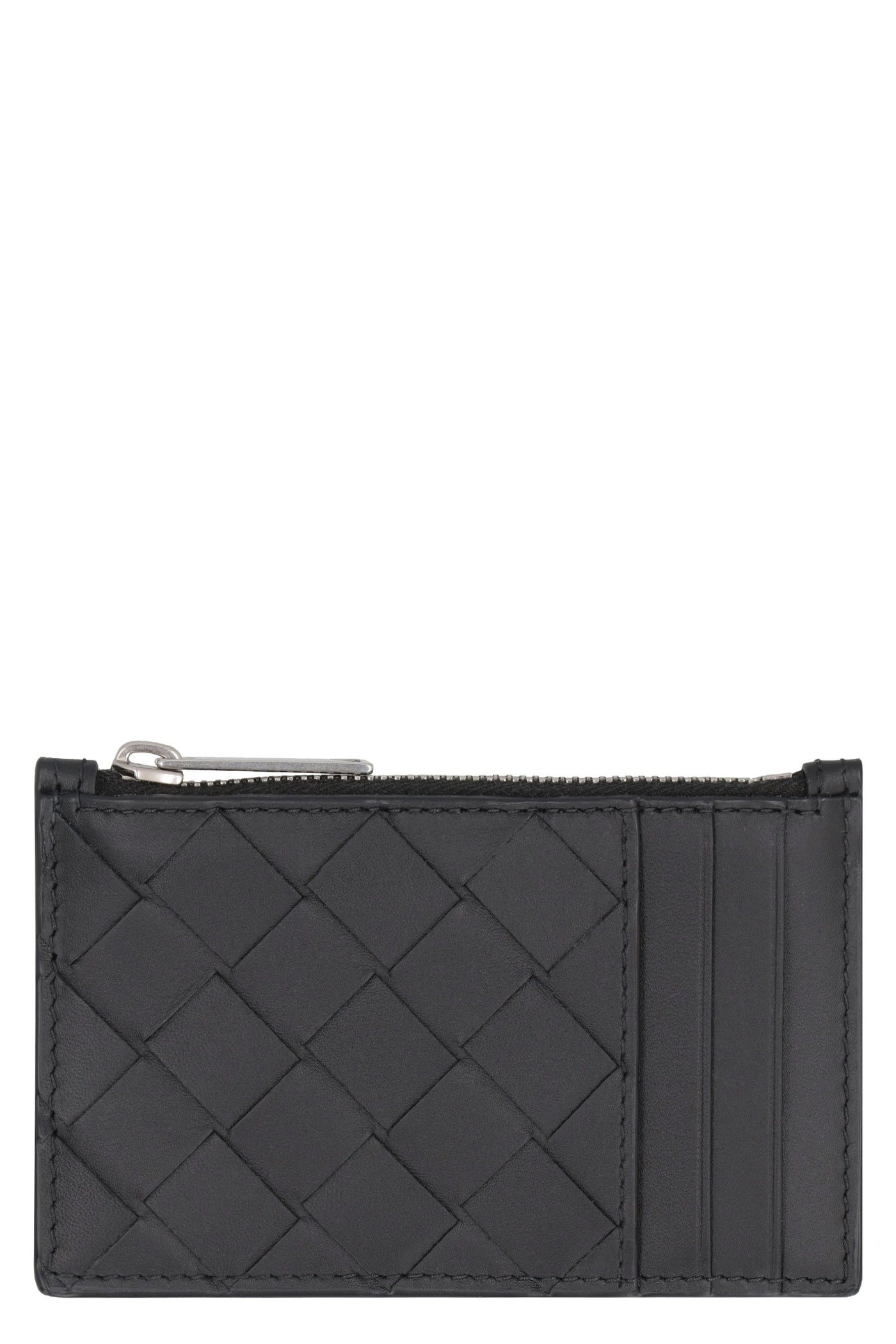 Bottega Veneta Intrecciato Quilted Calfskin Card Case — Black Calf Wallets & Cardholders