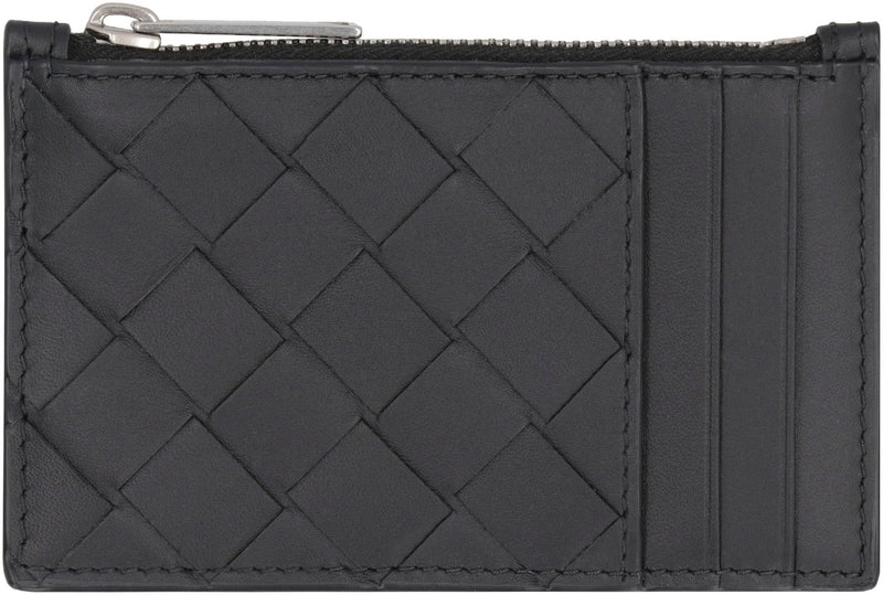 Bottega Veneta Intrecciato Quilted Calfskin Card Case — Black Calf Wallets & Cardholders