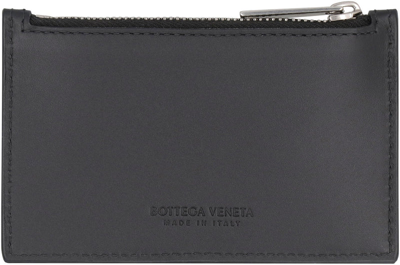 Bottega Veneta Intrecciato Quilted Calfskin Card Case — Black Calf Wallets & Cardholders
