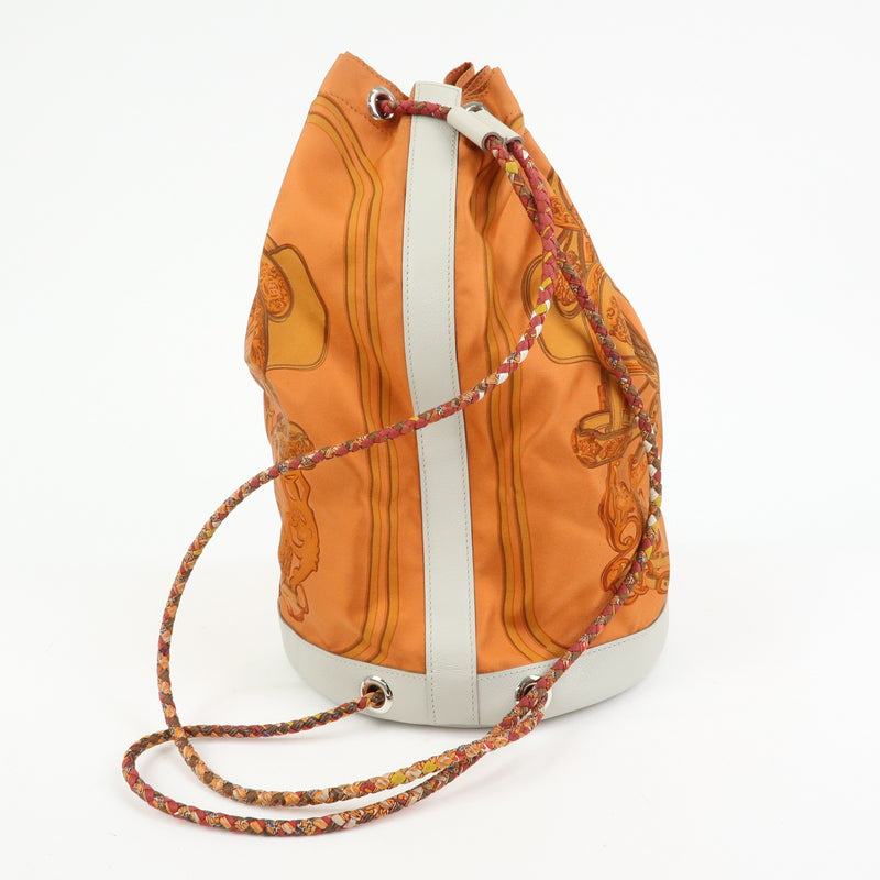 Hermes Soie Cool Printed Silk And Calfskin Orange Bag