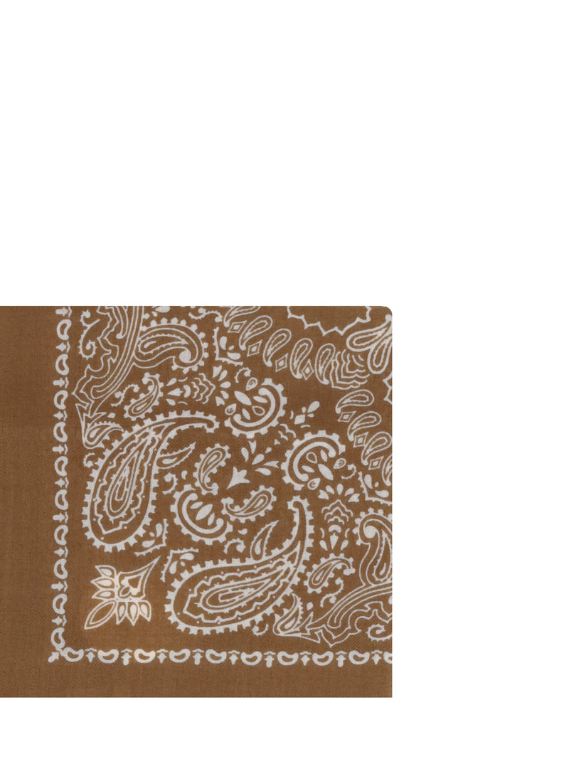 Destin Judy Bandana Carré Scarf — Brown Wool Scarfs