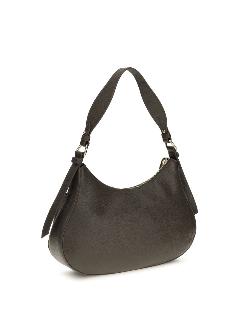 Coccinelle Boheme Shoulder Bag — Gray Calf Leather