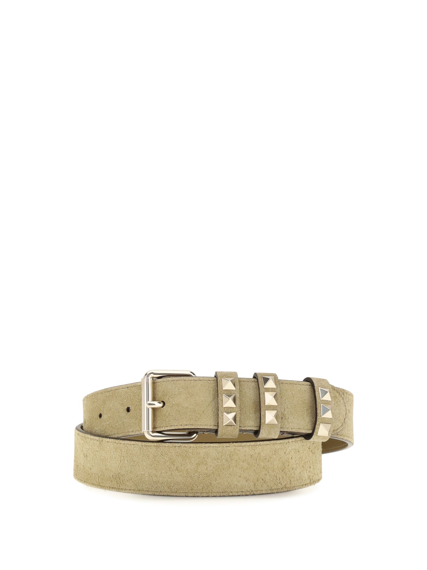 Valentino Garavani Rockstud Belt — Beige Suede