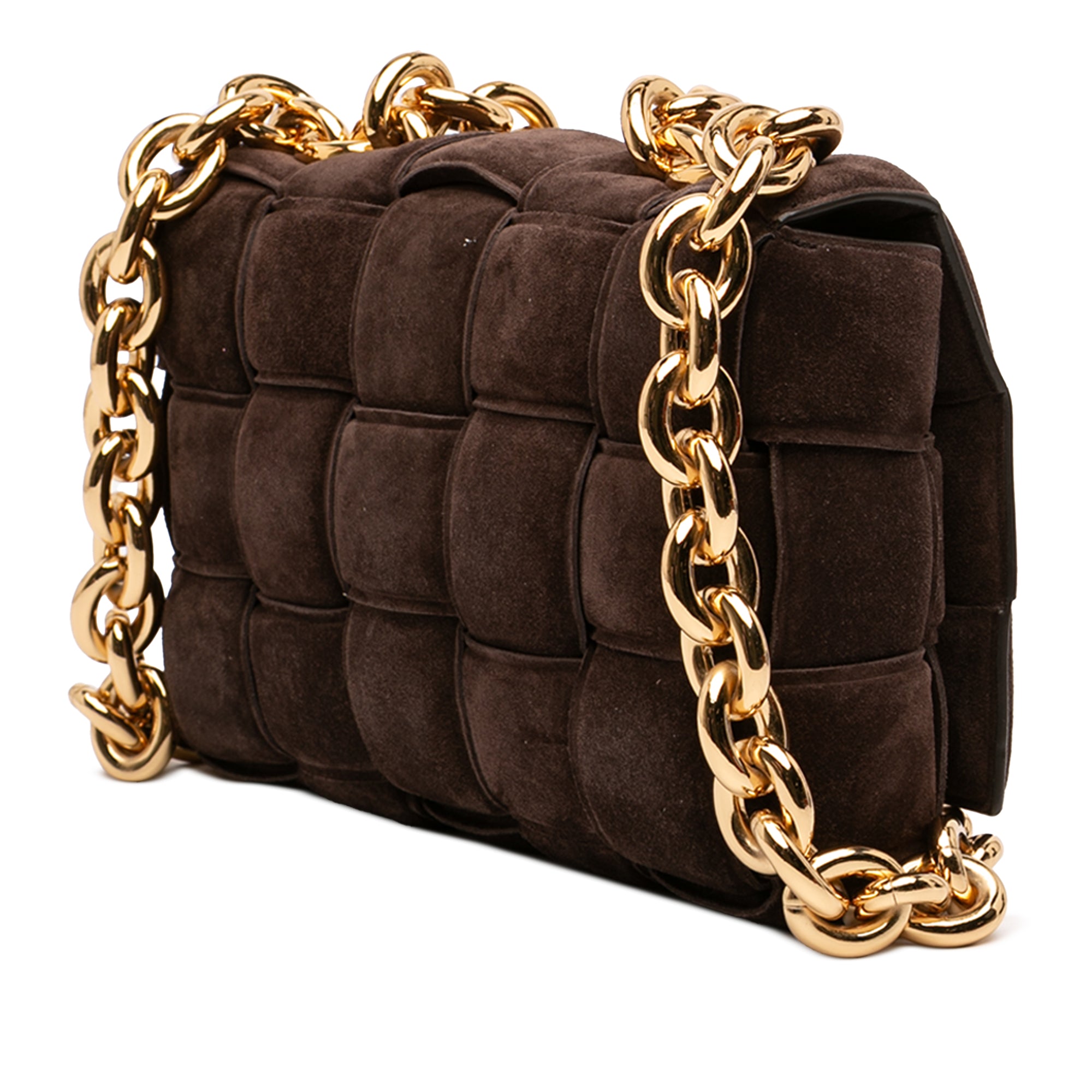 Suede Intrecciato Padded Chain Cassette Satchel - Image 2
