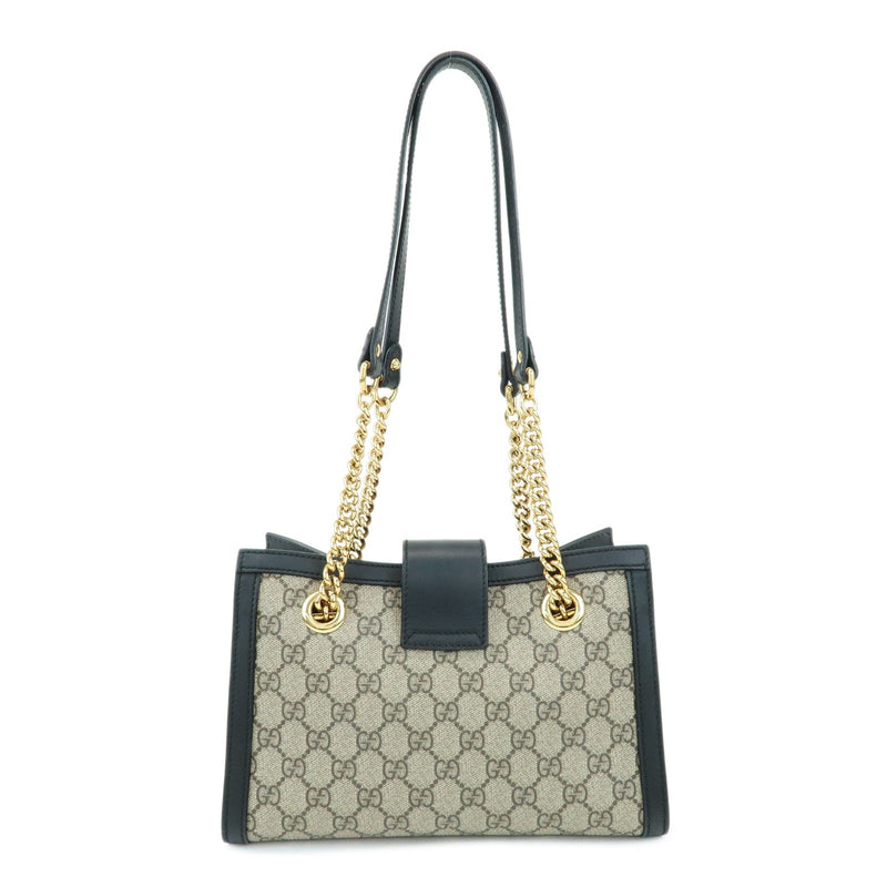 Gucci Padlock Chain Gg Coated Canvas With Leather Beige Bag