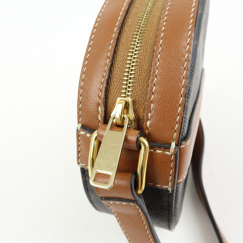 Celine Round Purse On Strap Triomphe Coated Canvas Brown Bag