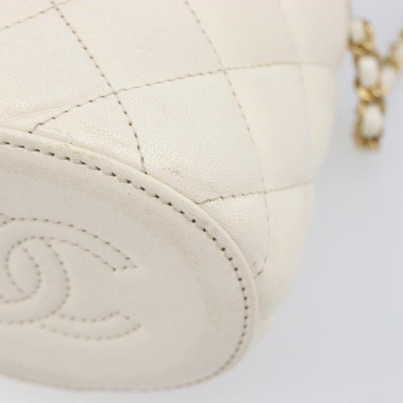 Chanel Crown Box Vanity Quilted Lambskin White Leather Bag