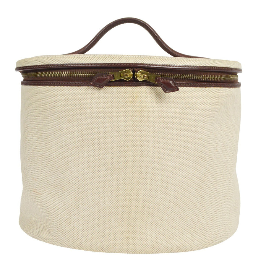 Hermes Acapulco Vanity Toile With Leather Beige Canvas Bag