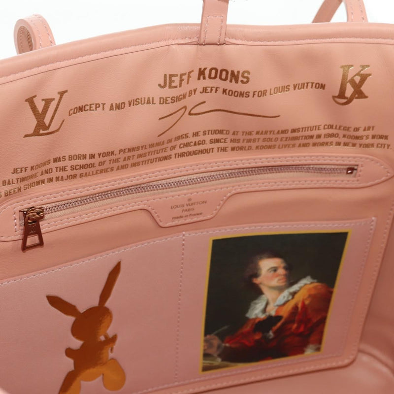 Louis Vuitton Neverfull Nm Limited Edition Jeff Koons Fragonard Print Canvas Pink Bag