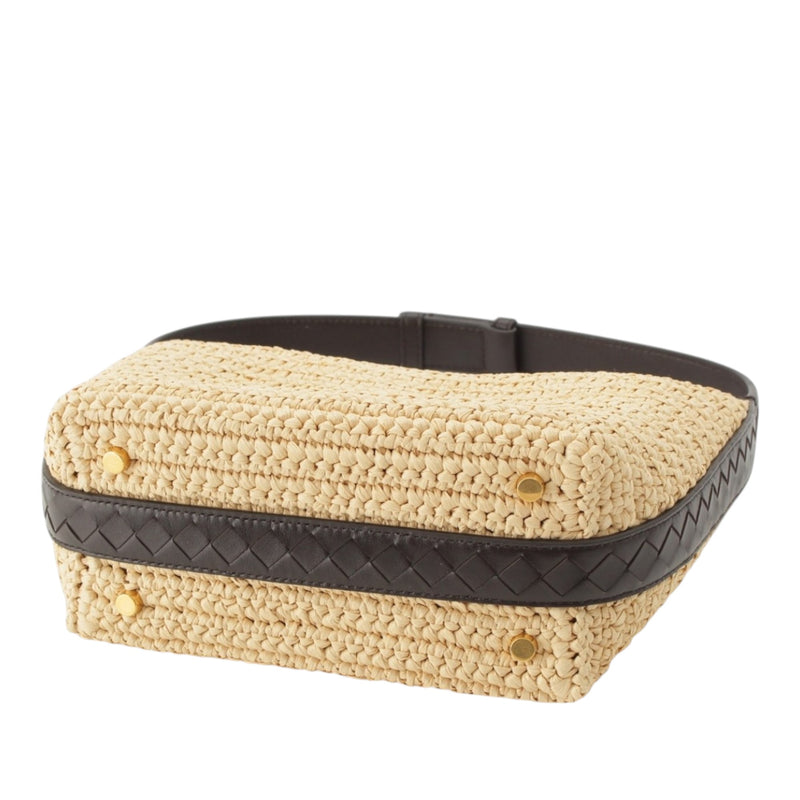 Mini Nappa Intrecciato Trimmed Raffia Wallace Handbag - Image 5