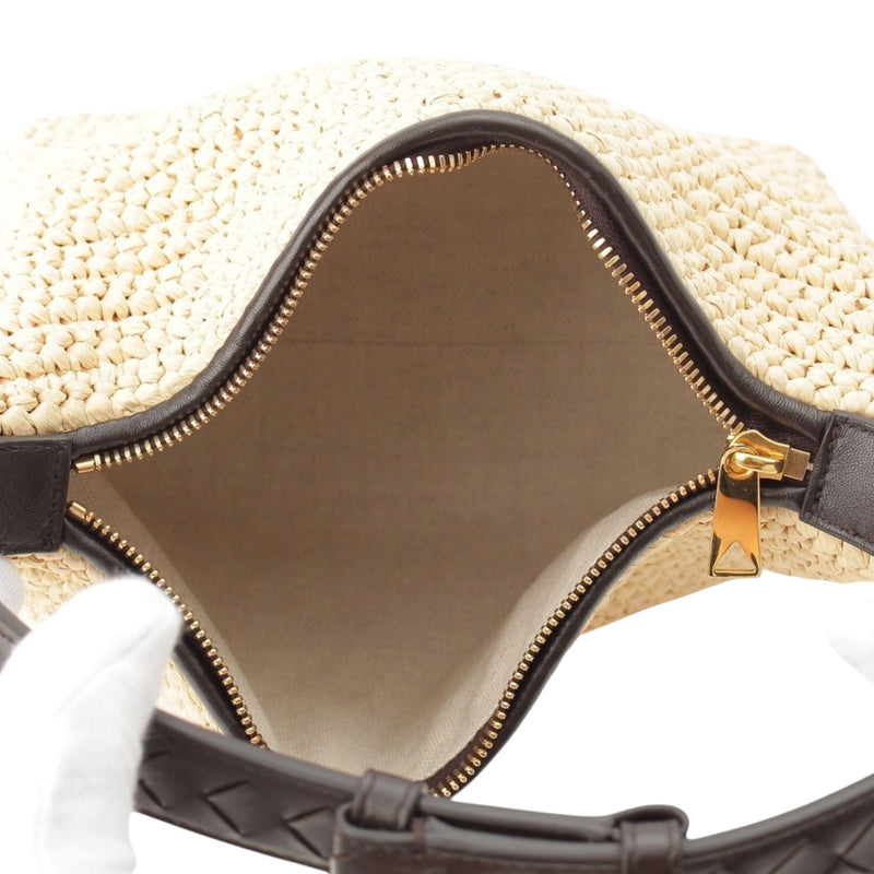 Mini Nappa Intrecciato Trimmed Raffia Wallace Handbag - Image 6