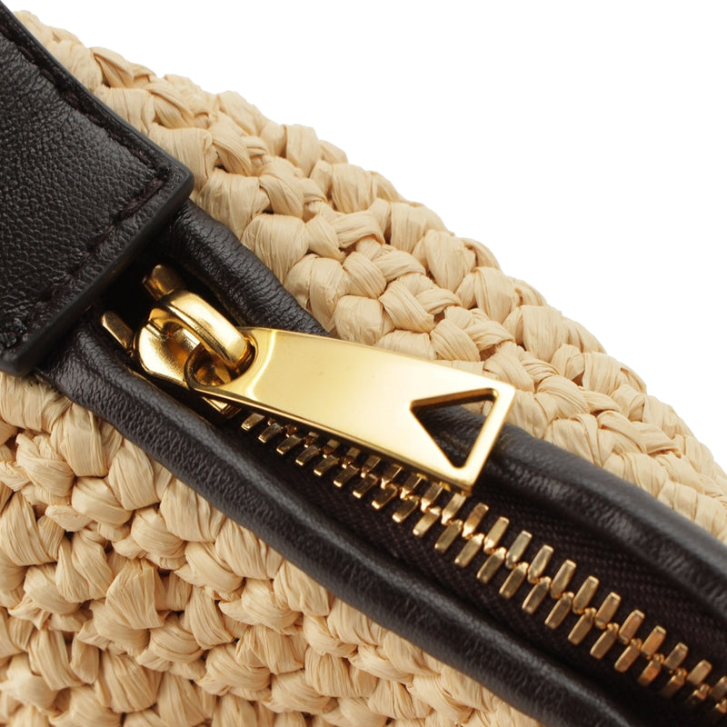 Mini Nappa Intrecciato Trimmed Raffia Wallace Handbag - Image 8