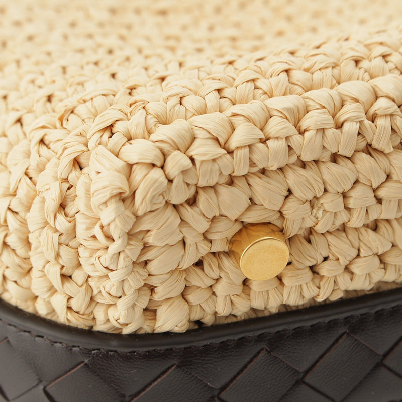 Mini Nappa Intrecciato Trimmed Raffia Wallace Handbag - Image 9