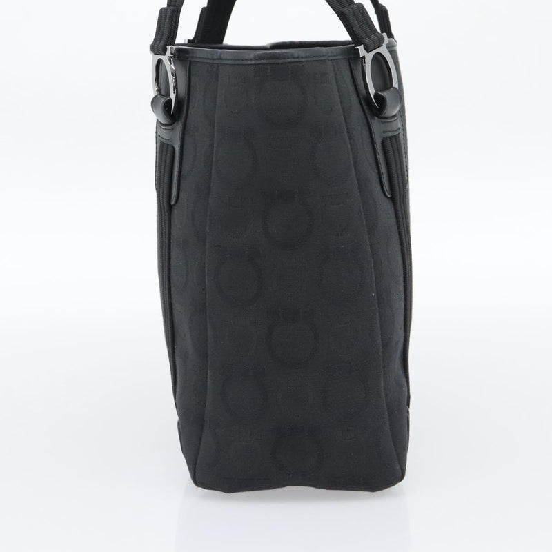 Salvatore Ferragamo Gancini Top Handle Canvas Black Bag