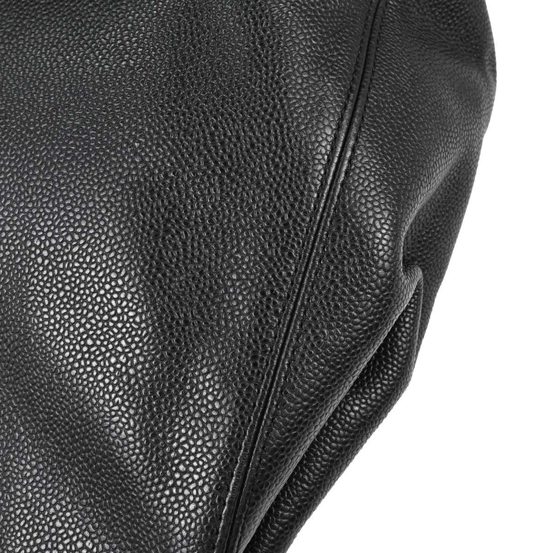 Chanel Vintage Wooden Caviar Black Leather Bag