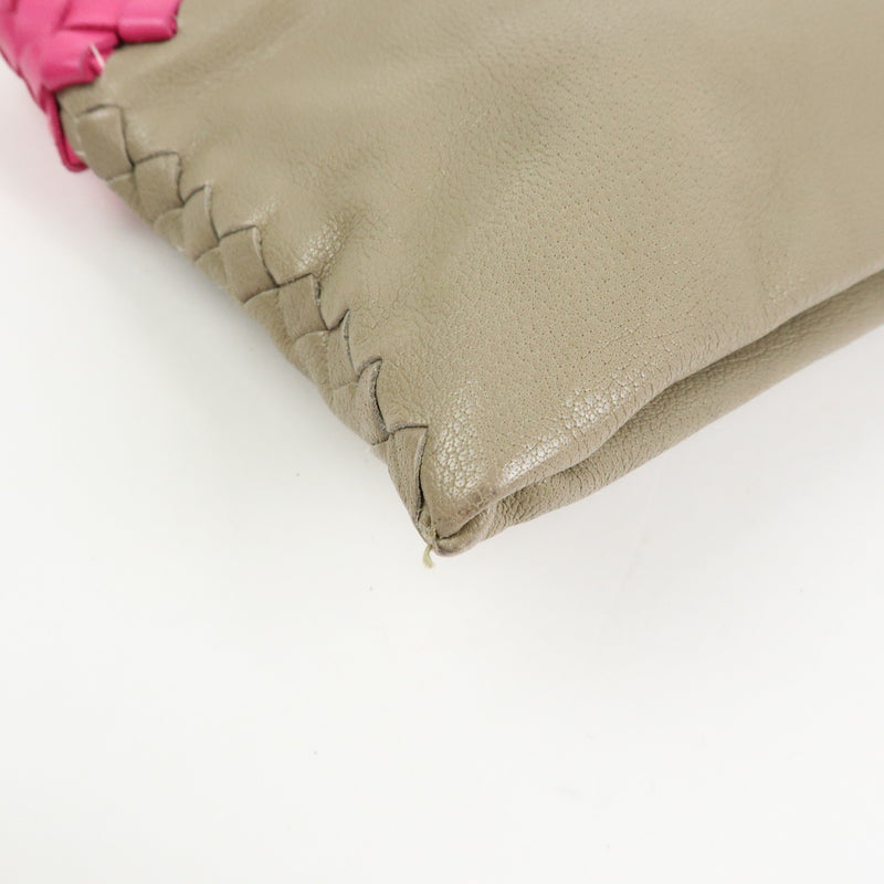 Bottega Veneta Zip Pouch Clutch Intrecciato Nappa Beige Leather