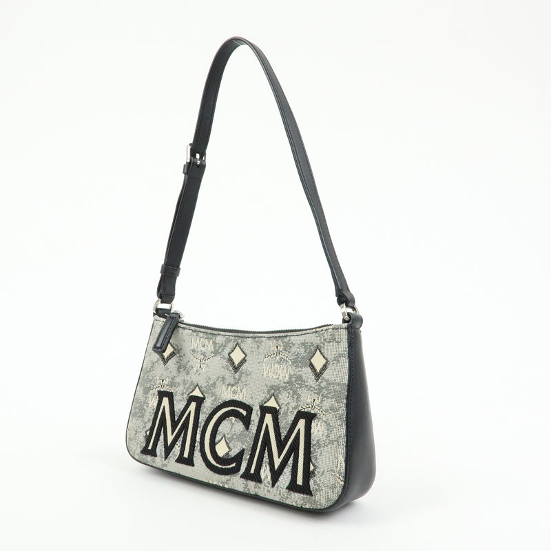 Mcm Vintage Vicetos Leather Gray Canvas Bag
