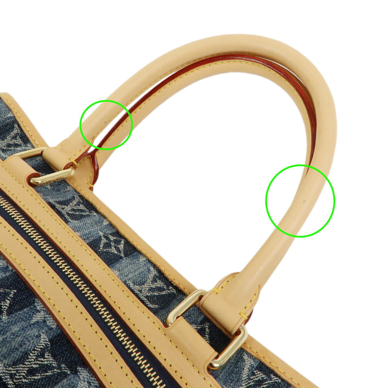 Louis Vuitton Porte Epaule Raye Striped Monogram Denim Blue Denim_jeans Bag